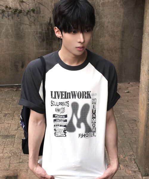 [ON]Graphic Oversized Fit Raglan Short-Sleeved T-shirt - 2color