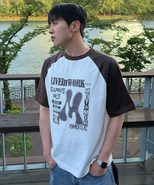 [ON]Graphic Oversized Fit Raglan Short-Sleeved T-shirt - 2color