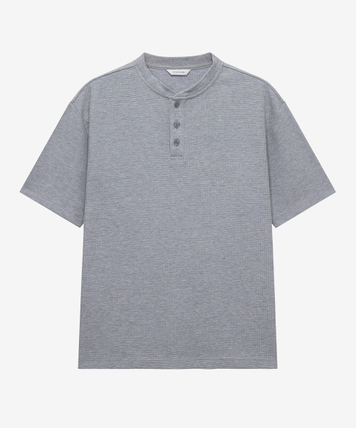Waffle Henley Neck Daily Short Sleeve T-shirt - 3color