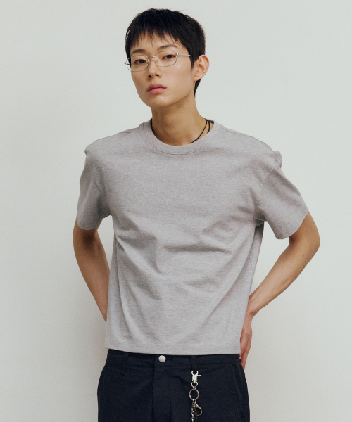 [SET][Henry neck cropped] Daily short-sleeved T-shirt - 3color