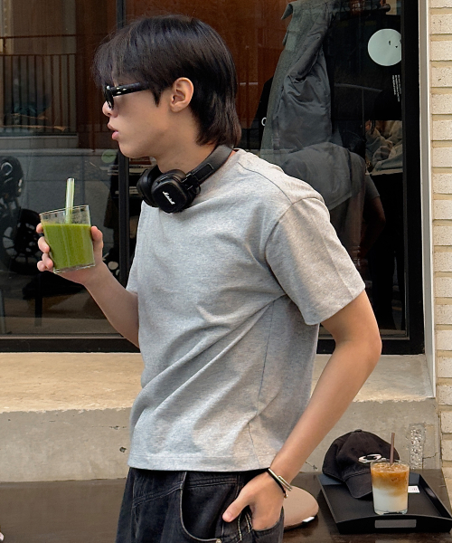 [SET][Henry neck cropped] Daily short-sleeved T-shirt - 3color