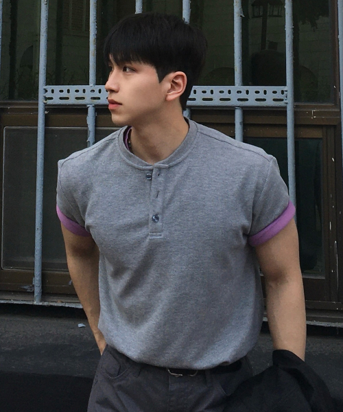 [SET][Henry neck cropped] Daily short-sleeved T-shirt - 3color