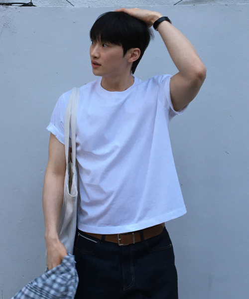 [SET][Henry neck cropped] Daily short-sleeved T-shirt - 3color