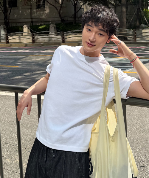 [SET][Henry neck cropped] Daily short-sleeved T-shirt - 3color