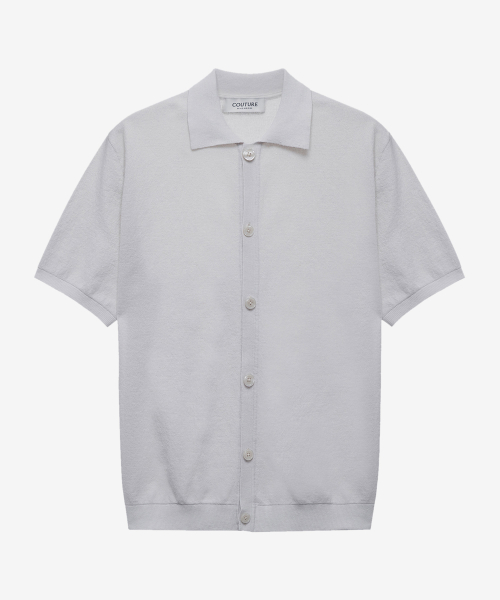 [COUTURE]Linen Blended Semi-Overfit Collar Short Sleeve Cardigan - 2color