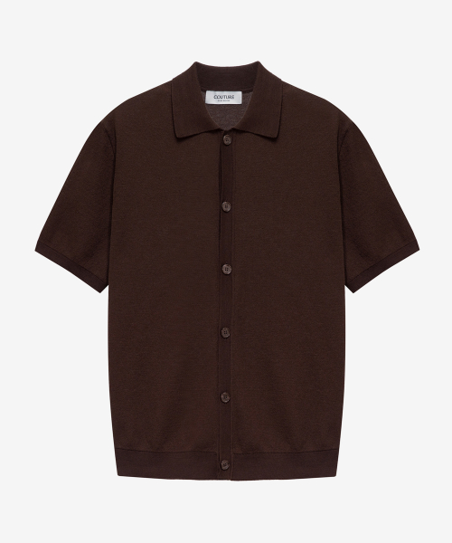 [COUTURE]Linen Blended Semi-Overfit Collar Short Sleeve Cardigan - 2color