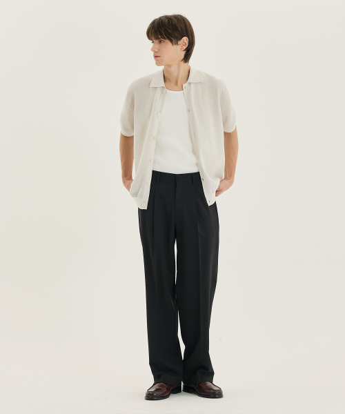 [COUTURE]Linen Blended Semi-Overfit Collar Short Sleeve Cardigan - 2color