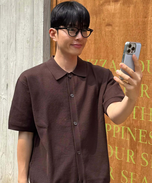 [COUTURE]Linen Blended Semi-Overfit Collar Short Sleeve Cardigan - 2color