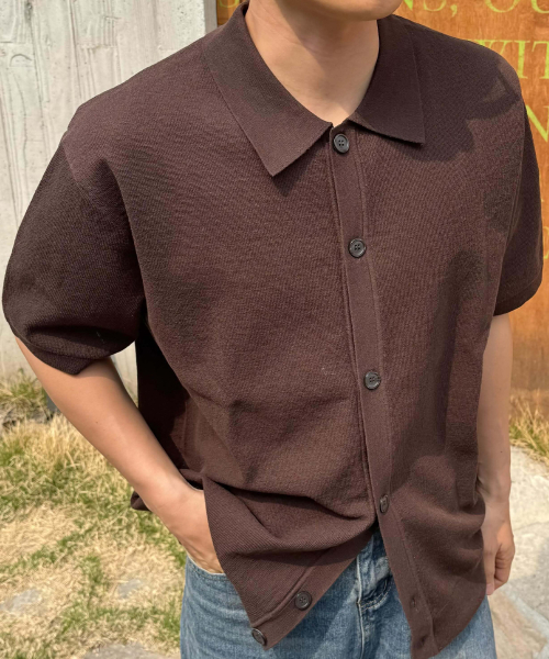 [COUTURE]Linen Blended Semi-Overfit Collar Short Sleeve Cardigan - 2color