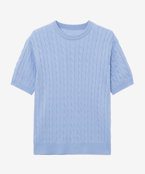 [ON][Choose Collar Round] Linen Like Cable Oversized Fit Short Sleeve Knitwear - 6color