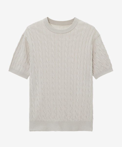 [ON][Choose Collar Round] Linen Like Cable Oversized Fit Short Sleeve Knitwear - 6color