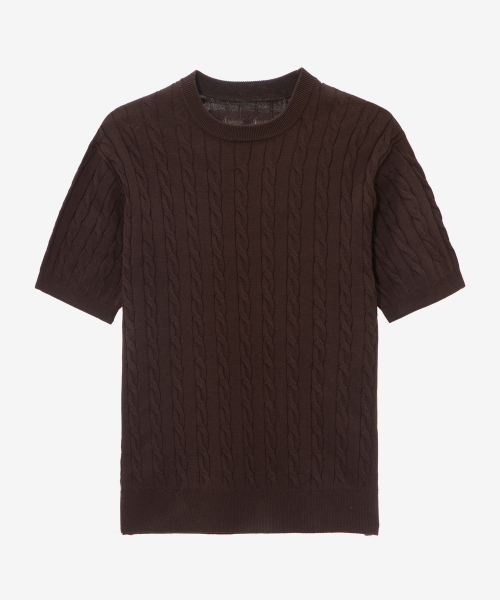 [ON][Choose Collar Round] Linen Like Cable Oversized Fit Short Sleeve Knitwear - 6color