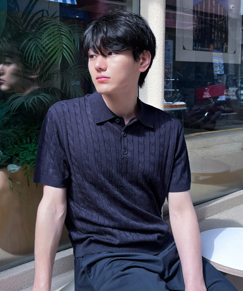 [SET][ON][Choose Collar Round] Linen Like Cable Oversized Fit Short Sleeve Knitwear - 6color
