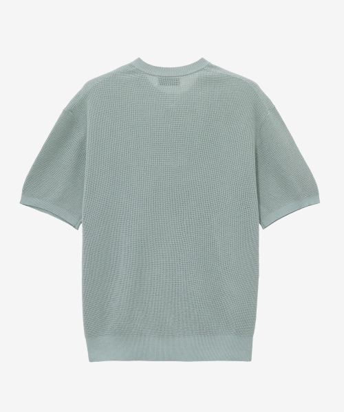 [ON]Linen Like Henley Neck Oversized Fit Short-Sleeved Knitwear - 5color