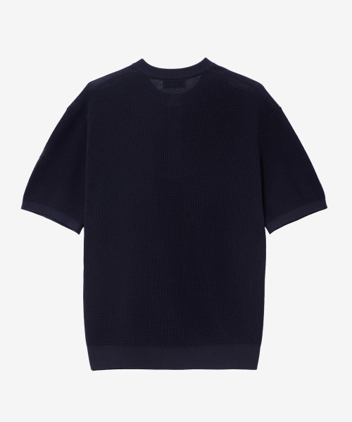 [ON]Linen Like Henley Neck Oversized Fit Short-Sleeved Knitwear - 5color