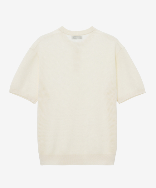 [ON]Linen Like Henley Neck Oversized Fit Short-Sleeved Knitwear - 5color