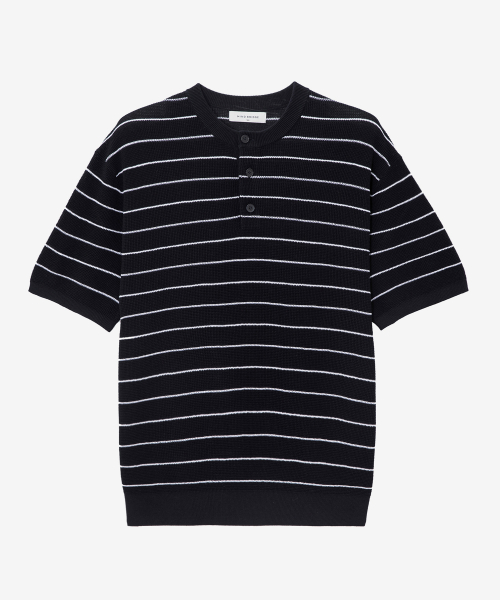 [2PACK][ON]Linen Like Henley Neck Oversized Fit Short-Sleeved Knitwear - 5color