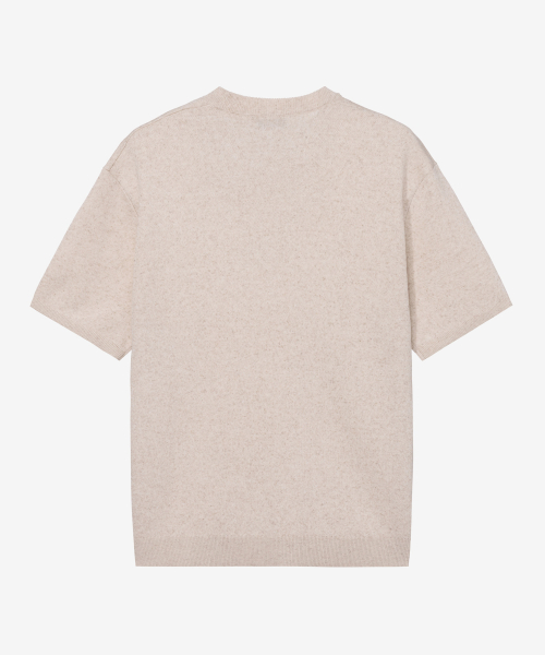 [COUTURE]Lettering Semi Oversized Fit Beige Short-Sleeved Knitwear
