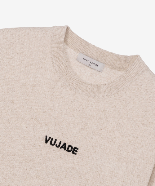 [COUTURE]Lettering Semi Oversized Fit Beige Short-Sleeved Knitwear