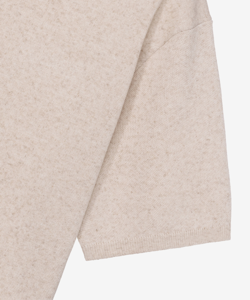 [COUTURE]Lettering Semi Oversized Fit Beige Short-Sleeved Knitwear