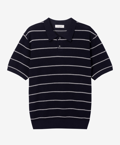 [COUTURE]Washable Modern Stripe Collar Short-Sleeved Knitwear - 2color