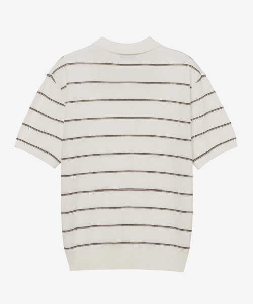 [COUTURE]Washable Modern Stripe Collar Short-Sleeved Knitwear - 2color