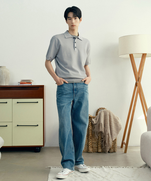 [COUTURE]Collar Semi Oversized Fit Minimal Short-Sleeved Knitwear - 2color