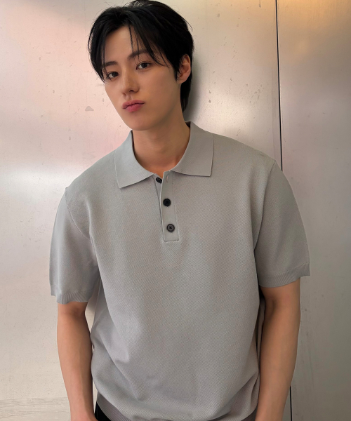 [COUTURE]Collar Semi Oversized Fit Minimal Short-Sleeved Knitwear - 2color