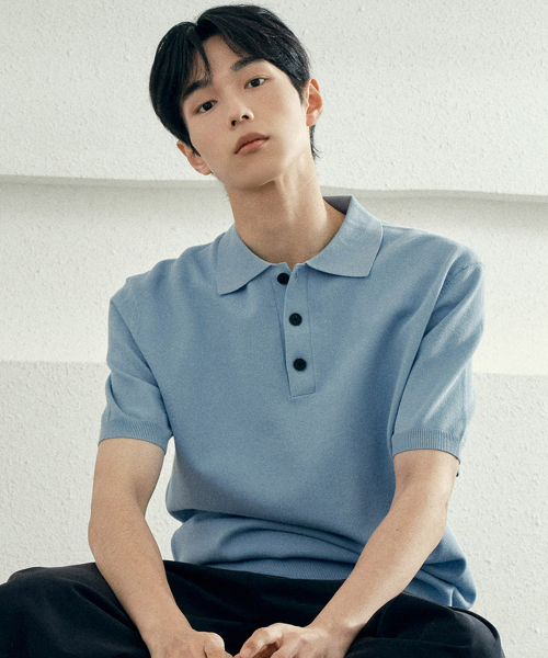 [COUTURE]Collar Semi Oversized Fit Minimal Short-Sleeved Knitwear - 2color