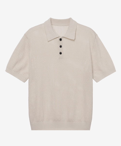 [COUTURE]Washable Crochet Collar Semi-Oversized Fit Short-Sleeved Knitwear - 2color