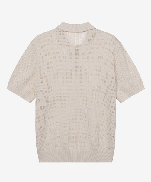 [COUTURE]Washable Crochet Collar Semi-Oversized Fit Short-Sleeved Knitwear - 2color