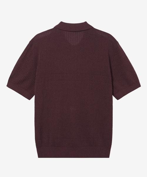 [COUTURE]Washable Crochet Collar Semi-Oversized Fit Short-Sleeved Knitwear - 2color