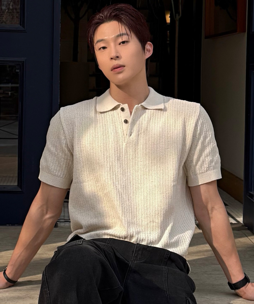 [COUTURE]Washable Crochet Collar Semi-Oversized Fit Short-Sleeved Knitwear - 2color