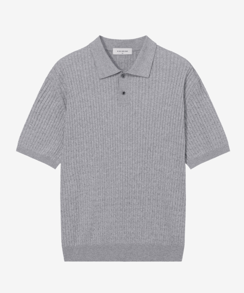 cable collar semi-overfit short-sleeved knitwear - 2color