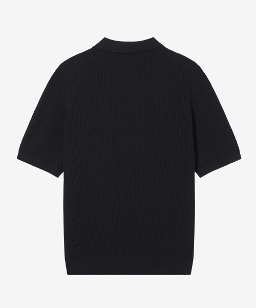 cable collar semi-overfit short-sleeved knitwear - 2color
