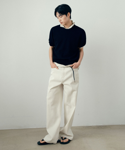 Washable Linen Like Round Short Sleeve Knitwear - 2 color