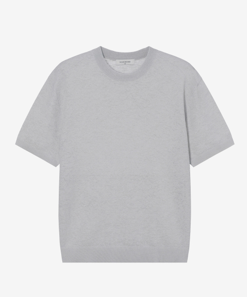 Washable Linen Like Round Short Sleeve Knitwear - 2 color