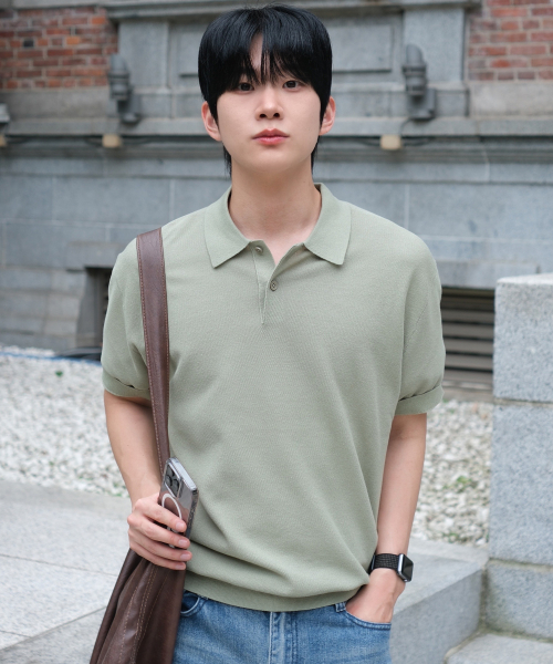 [2PACK]Washable Cotton Mixed Collar Short-Sleeved Knitwear - 4color