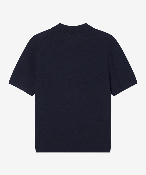 Washable linen like slit neck collar short-sleeved knitwear - 5color