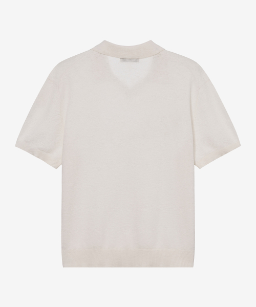 Washable linen like slit neck collar short-sleeved knitwear - 5color