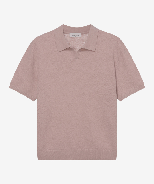 [2PACK]Washable linen like slit neck collar short-sleeved knitwear - 5color