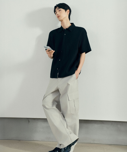 Krinkle Oversized Fit Short-Sleeved Shirt - 2color