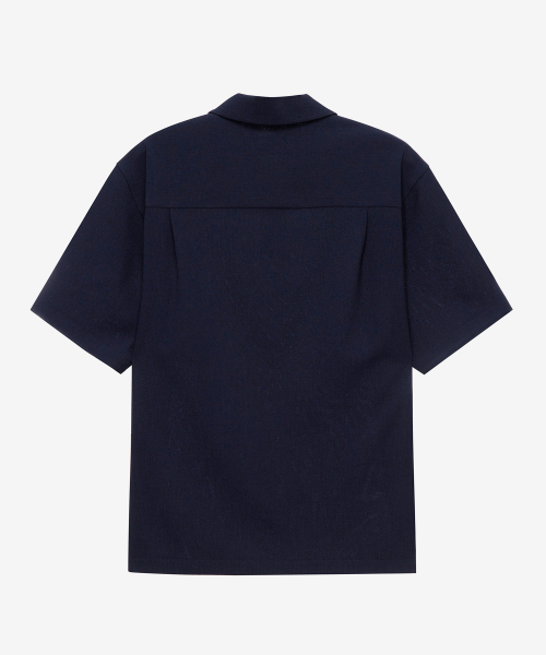 linen like pullover semi-overfit short-sleeved shirt