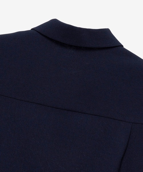 linen like pullover semi-overfit short-sleeved shirt