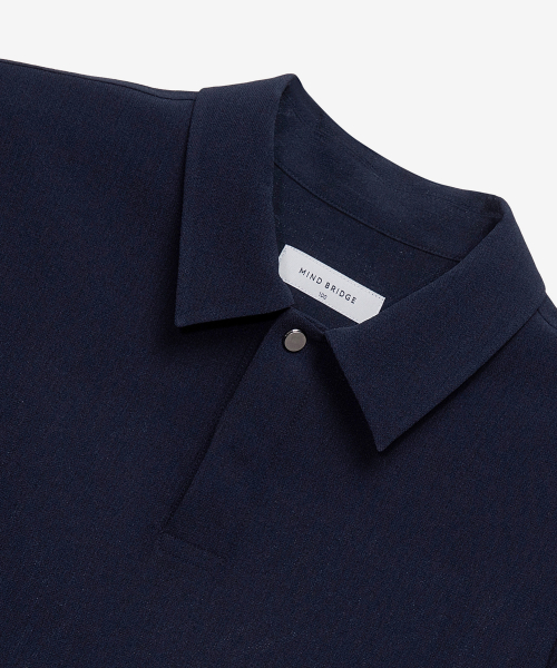 linen like pullover semi-overfit short-sleeved shirt
