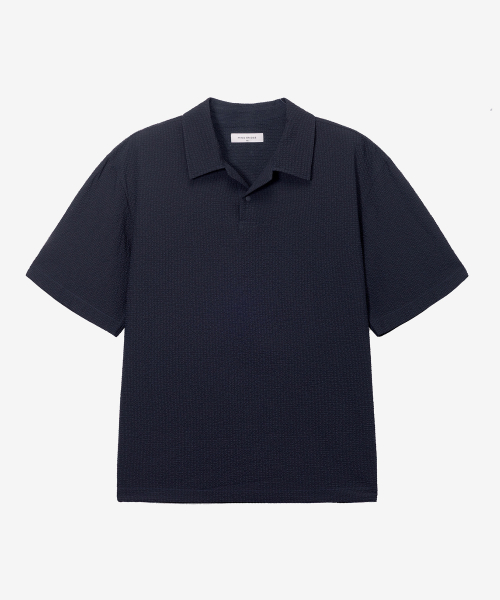 [SET][Air Cool]Two-tone circus pullover semi-overfit short sleeve setup navy