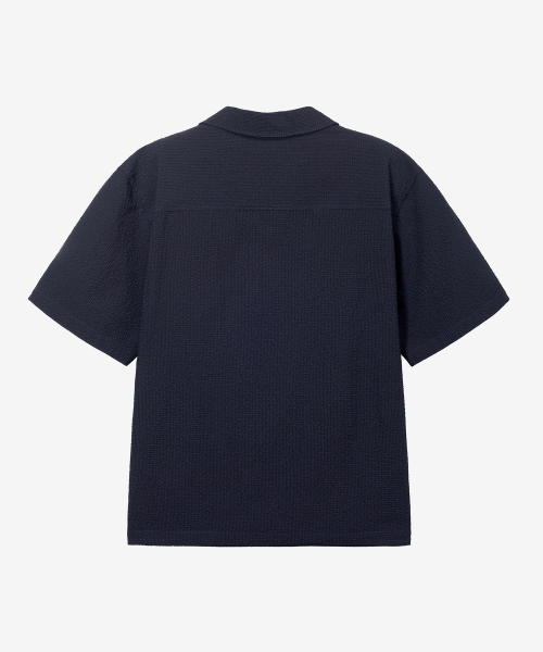 [SET][Air Cool]Two-tone circus pullover semi-overfit short sleeve setup navy