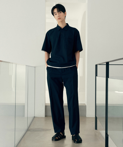 [SET][Air Cool] Mesh pullover Semi-overfit short-sleeved setup