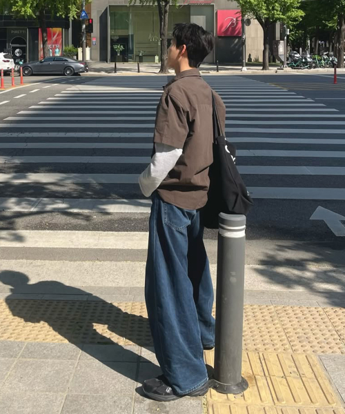 Cool cotton oversized-fit short-sleeved shirt - 2color