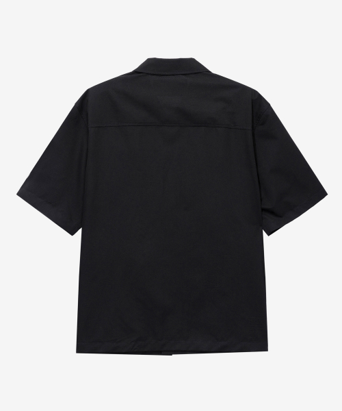 [Air Cool]Mesh Oversized Fit Black Out Pocket Short-Sleeved Shirt
